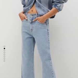 MANGO wide leg raw hem jeans sz 8